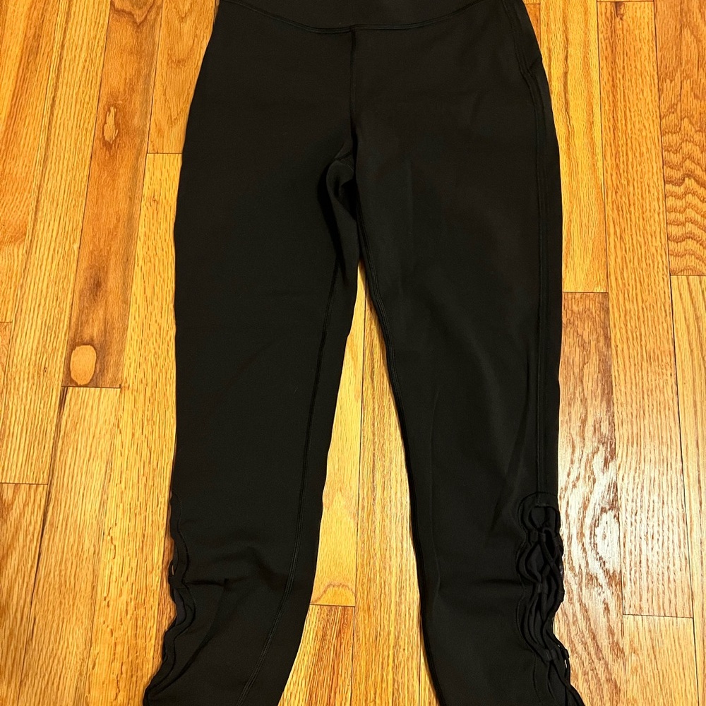 Black LuLu Lemon Leggings with Side Detail